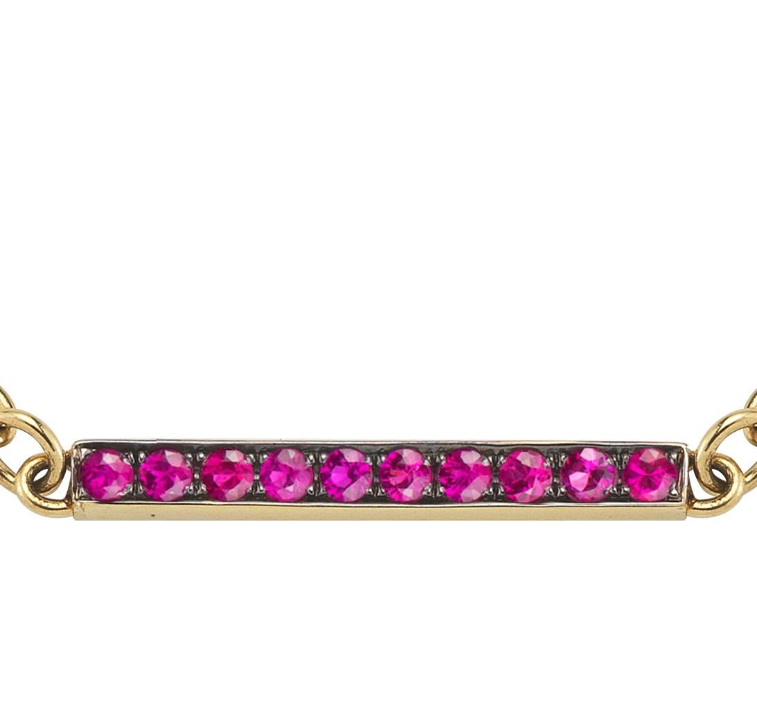 18 Karat Yellow Gold Ruby Bar Bracelet In New Condition For Sale In New York, NY