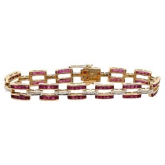 18K Yellow Gold Ruby Diamond Bracelet