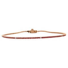 Bracciale tennis con diamante e rubino rotondo impilabile in oro giallo massiccio 18k