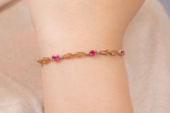 18K Yellow Gold Ruby Diamond Chain Bracelet