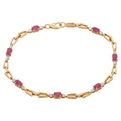 18K Yellow Gold Ruby Diamond Chain Bracelet