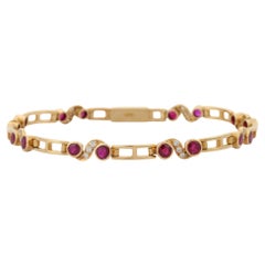 18K Yellow Gold Ruby Diamond Designer Bracelet