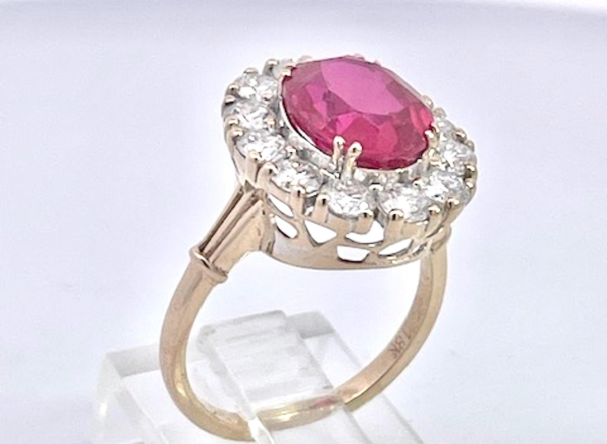 Or jaune 18K Rubis  Bague en diamant en vente 4