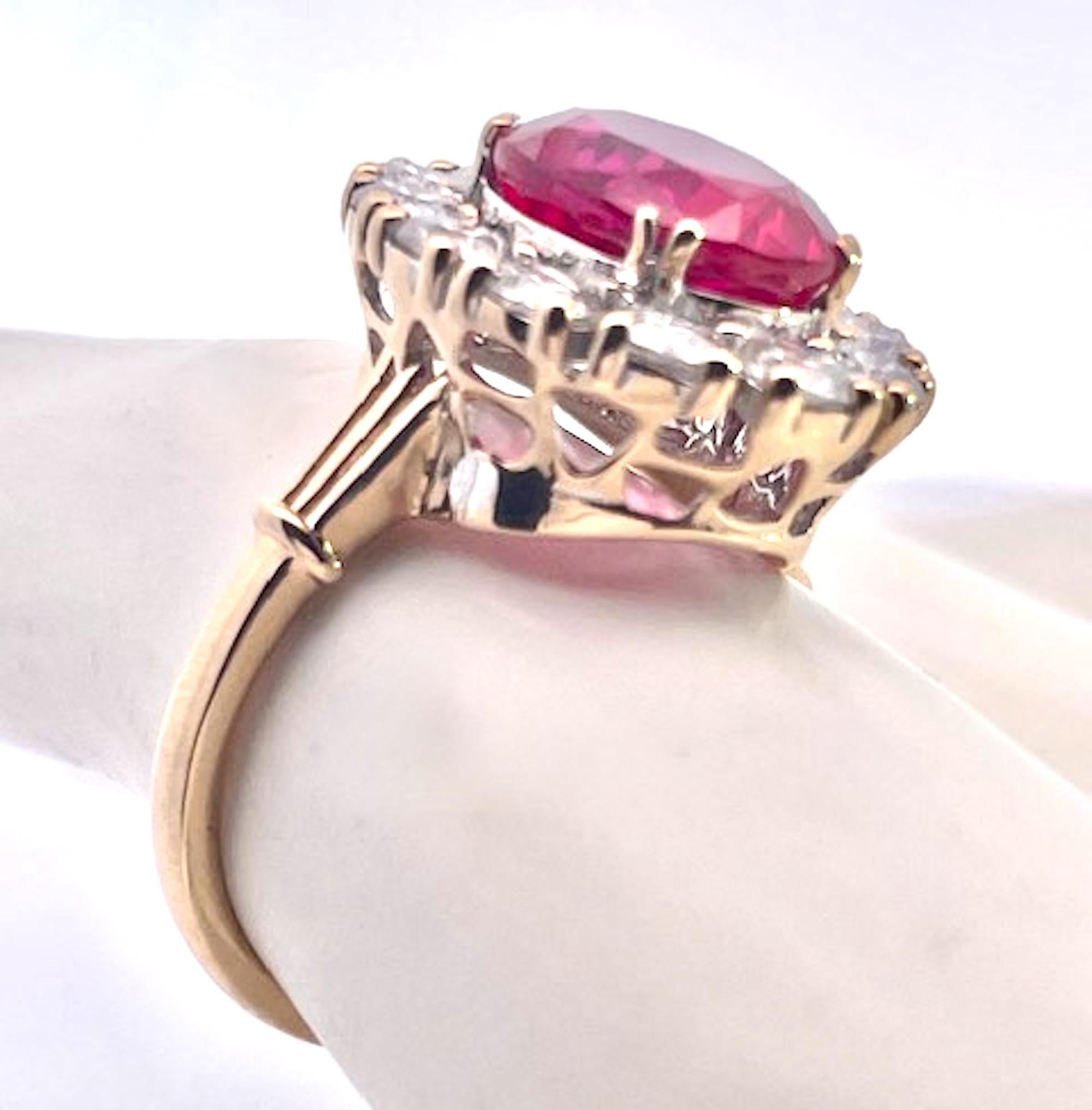 Or jaune 18K Rubis  Bague en diamant en vente 5