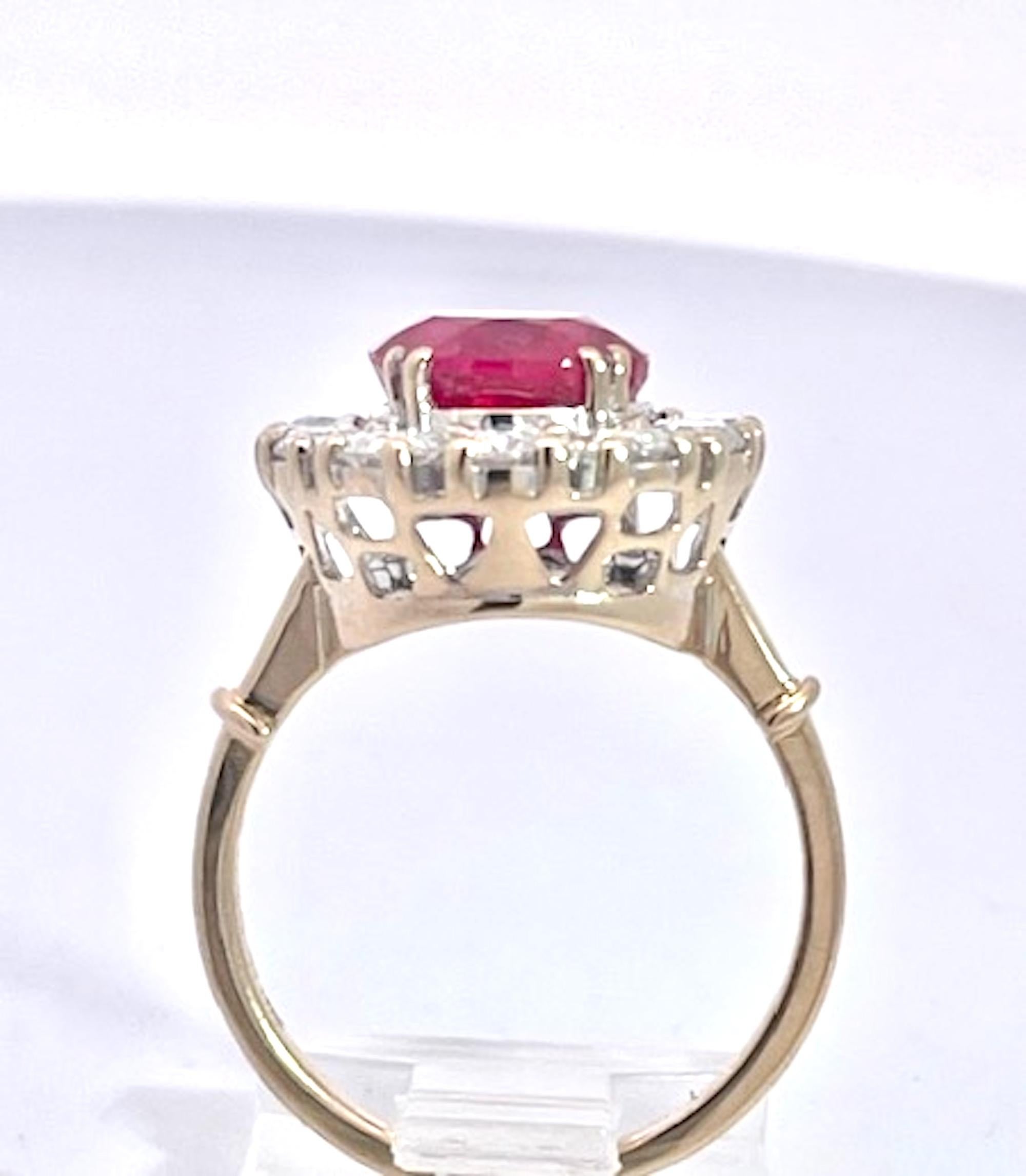 Or jaune 18K Rubis  Bague en diamant en vente 6