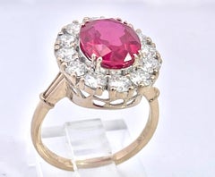 18K Yellow Gold Ruby  Diamond Ring