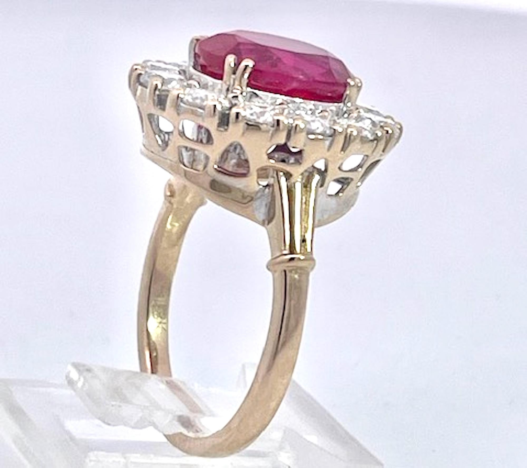 Or jaune 18K Rubis  Bague en diamant Pour femmes en vente