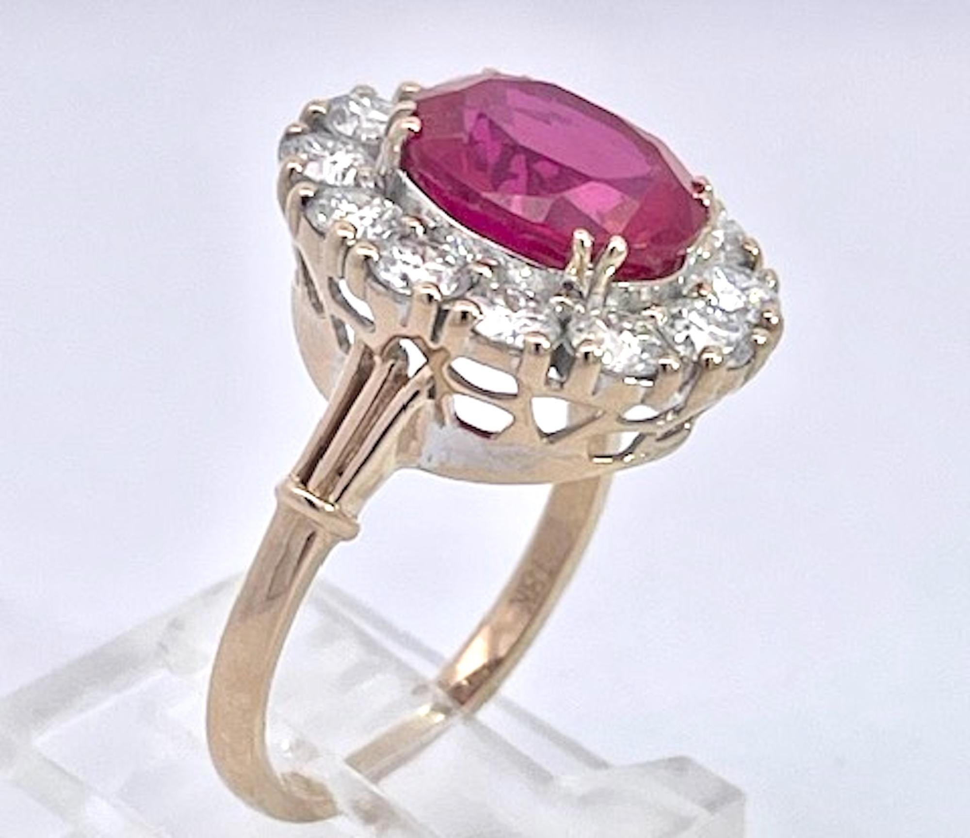 Or jaune 18K Rubis  Bague en diamant en vente 2