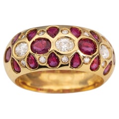 18K Yellow Gold Ruby Diamond Ring