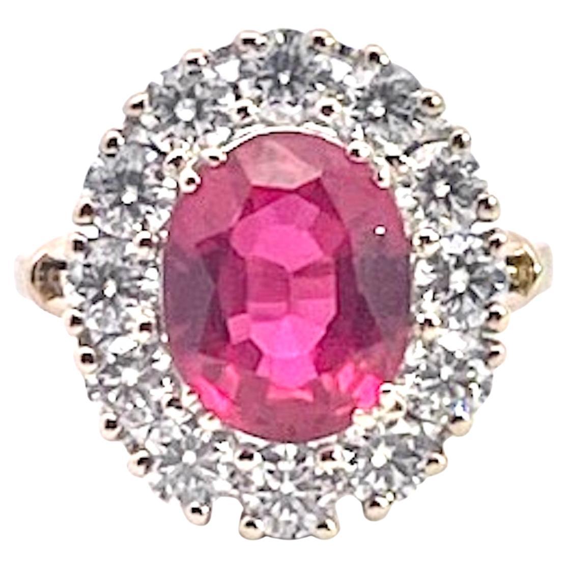 Or jaune 18K Rubis  Bague en diamant en vente