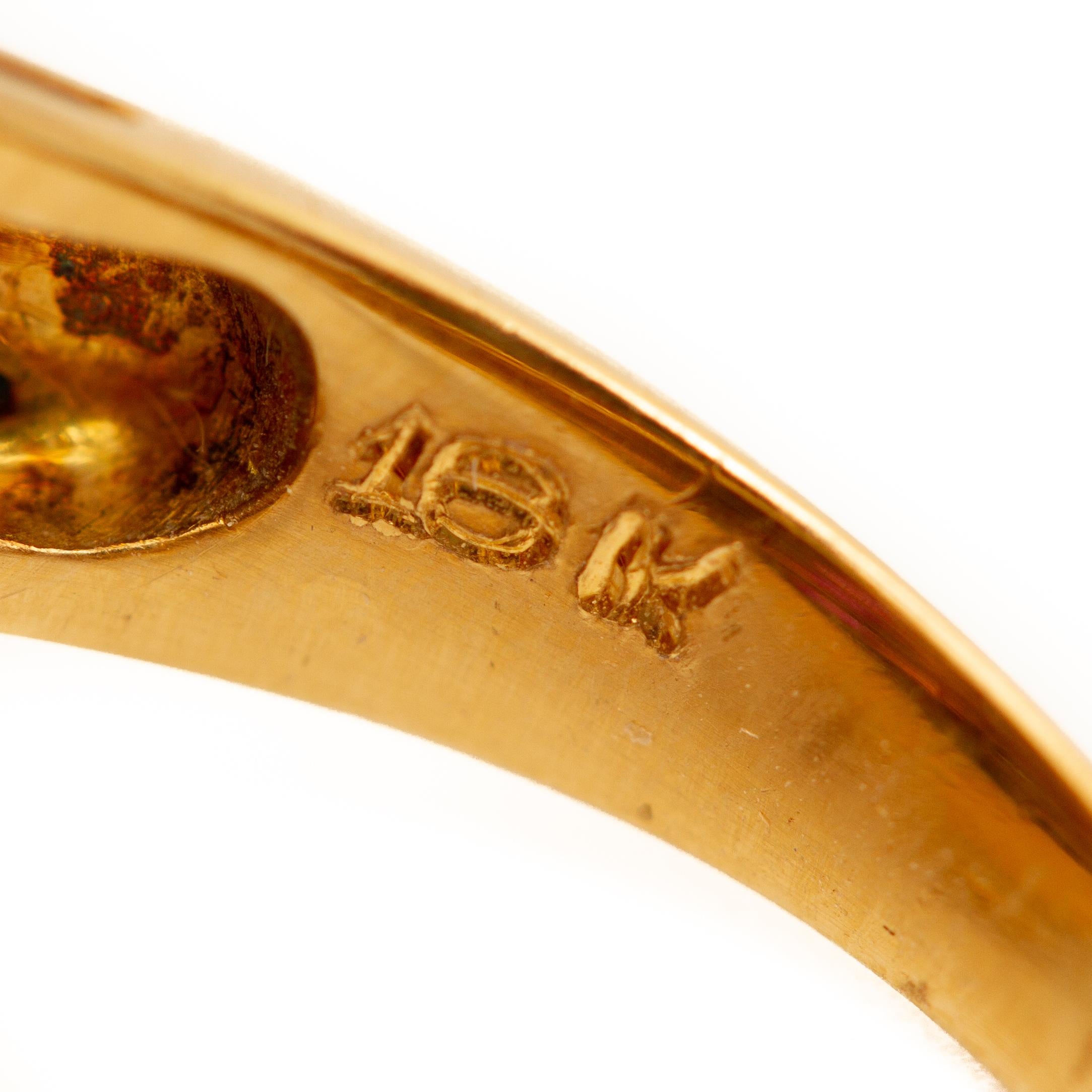 Women's 18 Karat Yellow Gold Ruby Italian Domed Ring