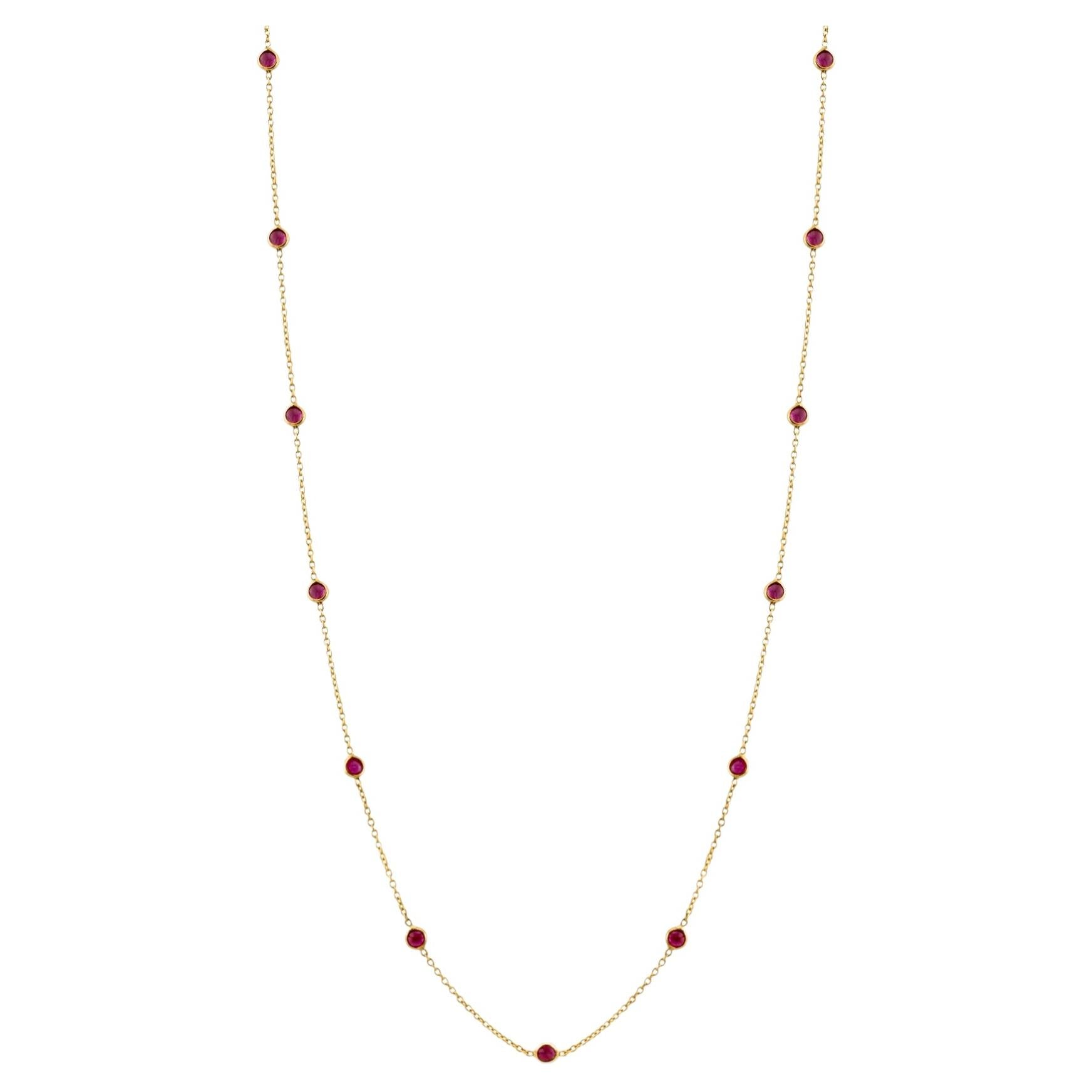 18K Yellow Gold Ruby Necklace – Elegant Fine Jewelry