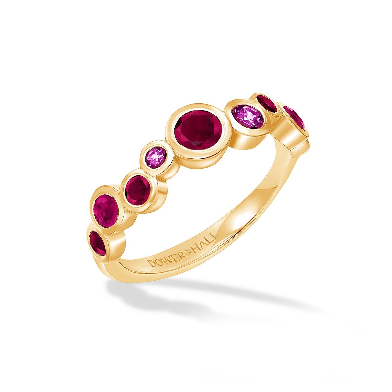 De las mujeres Anillo en cascada de oro amarillo de 18 quilates con rubí y zafiro rosa - 0,75 ct en venta