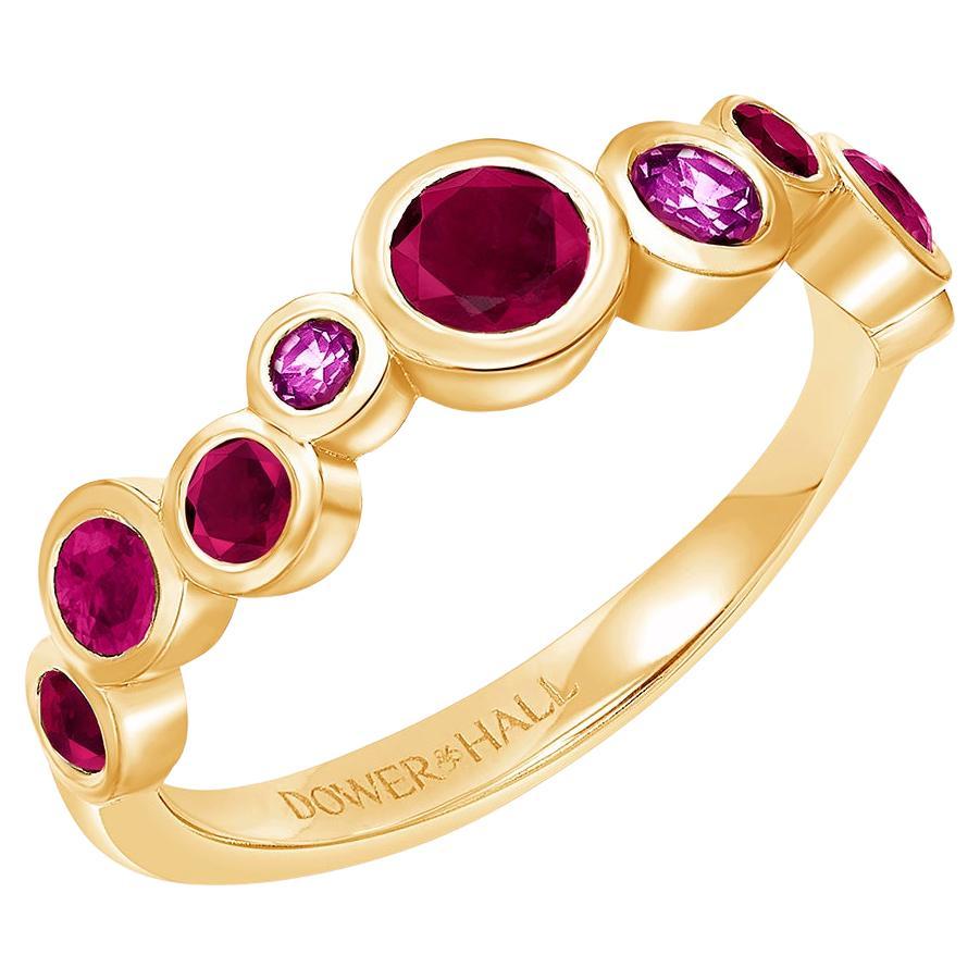 Anillo en cascada de oro amarillo de 18 quilates con rubí y zafiro rosa - 0,75 ct en venta