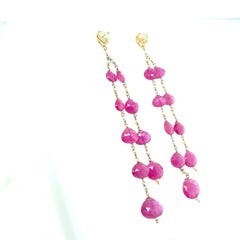 18K Yellow Gold Ruby Tabij and Yellow Diamond Heart Earrings