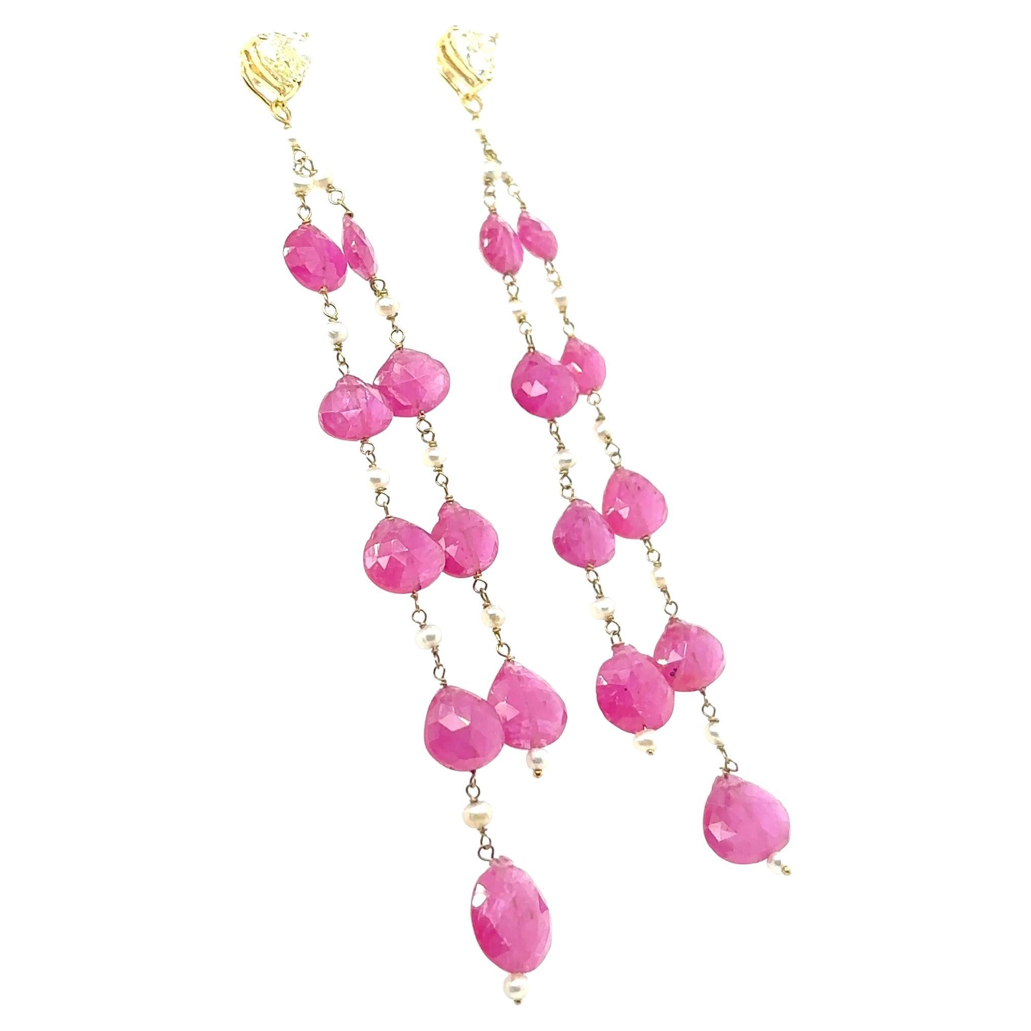 Pendientes Corazón de Rubí Tabij y Diamante Amarillo de Oro Amarillo de 18K en venta