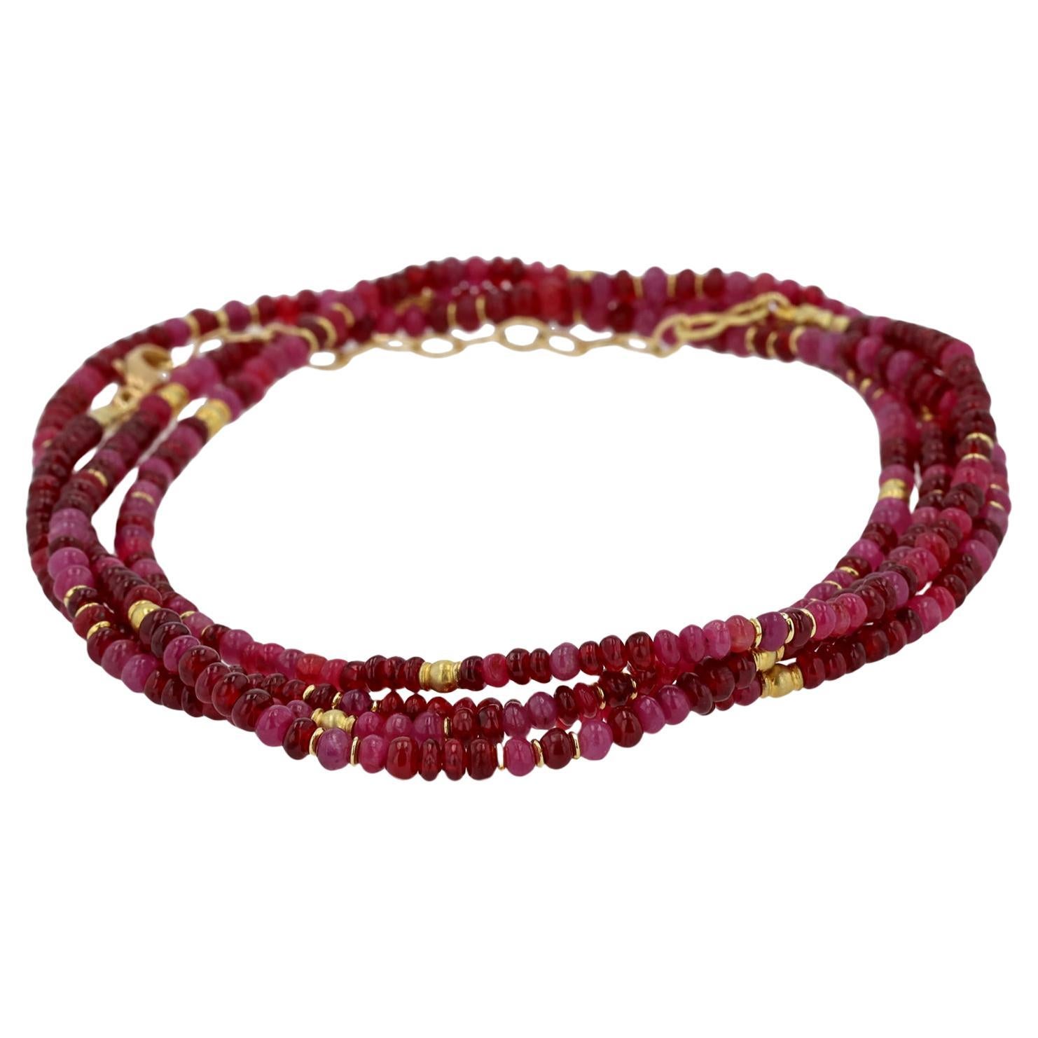 18K Yellow Gold Ruby Wrap Bracelet or Necklace by Barbara Heinrich For Sale