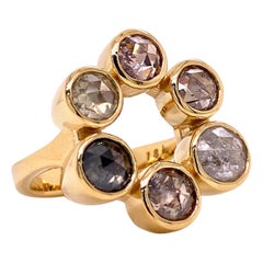 Antique Georgian 18 Karat Yellow Gold and Silver Top Rose Cut Diamond ...