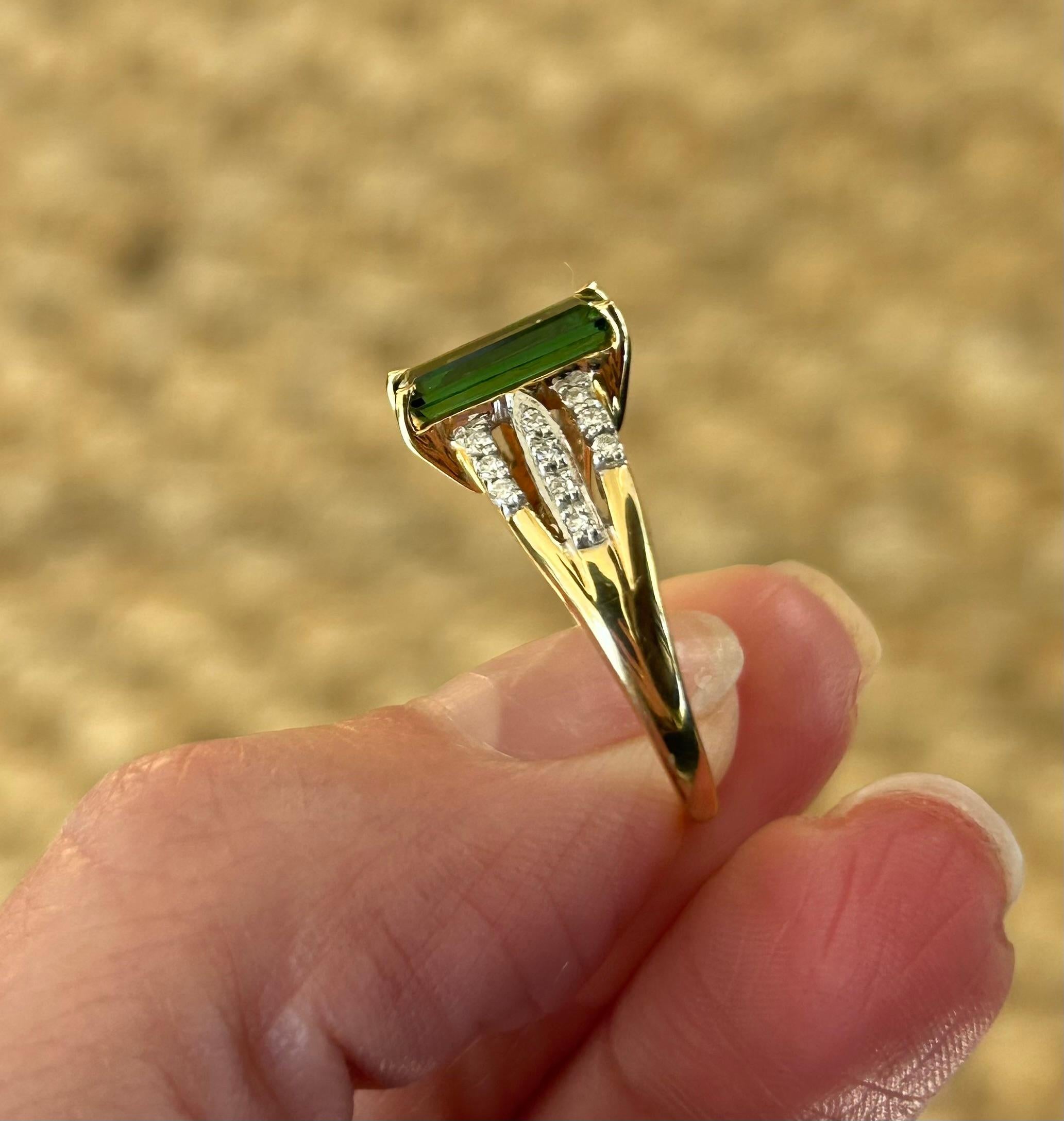 18k Yellow Gold Santa Rosa Tourmaline and Diamond Ring .82 carats For Sale 6