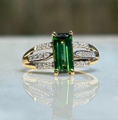 18k Yellow Gold Santa Rosa Tourmaline and Diamond Ring .82 carats