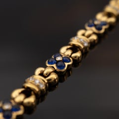 18K Yellow Gold Sapphire and Diamond Bracelet