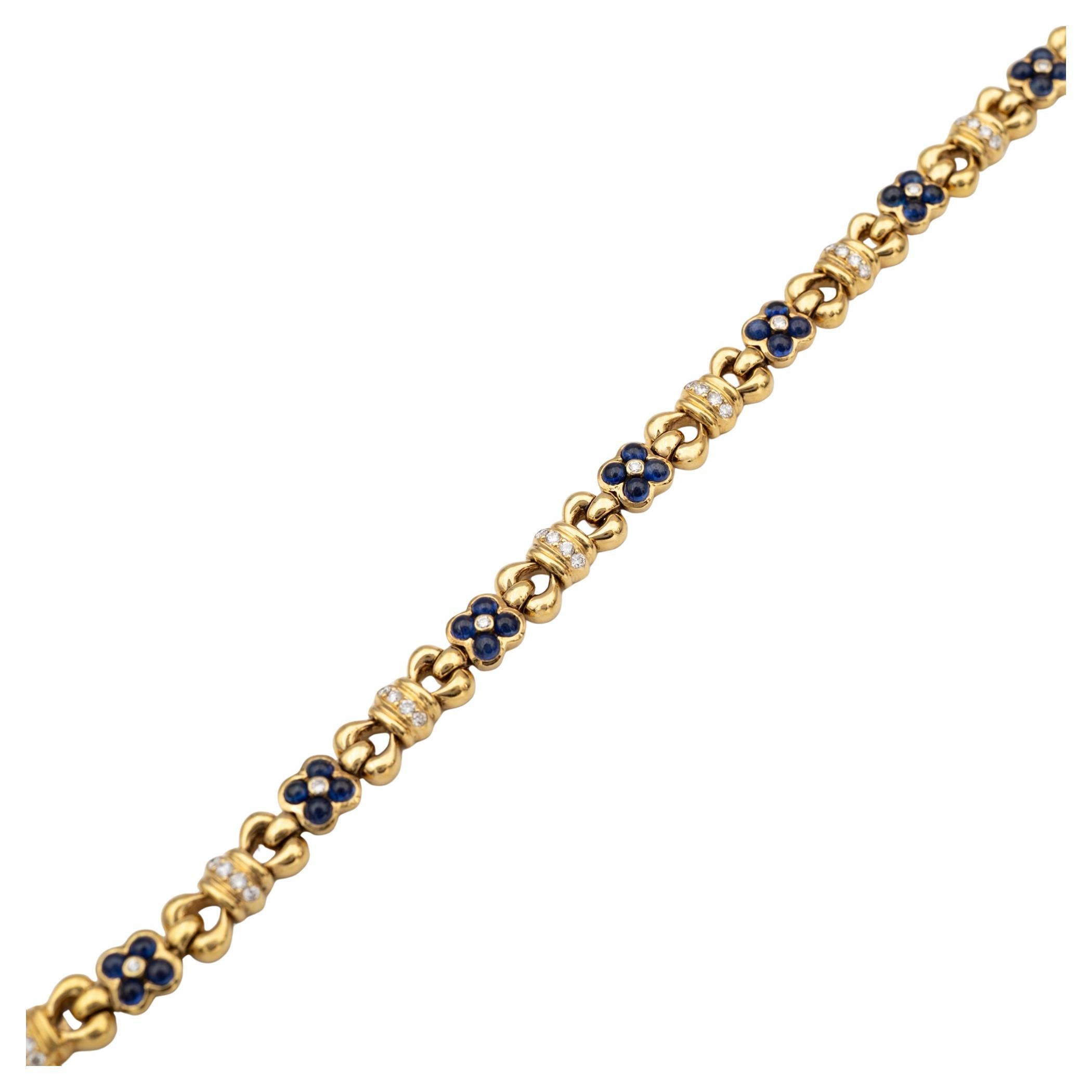 18K Yellow Gold Sapphire and Diamond Bracelet en venta