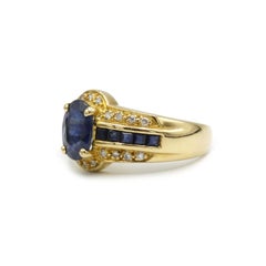 18K Yellow Gold Sapphire and Diamond Cocktail Ring