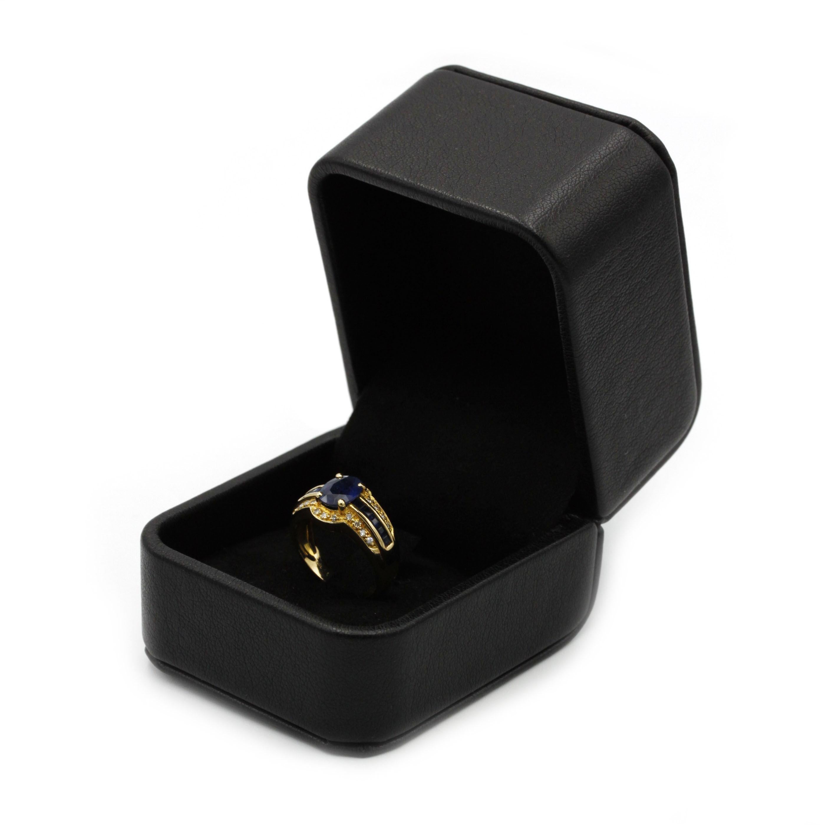 Bague cocktail en or jaune 18 carats, saphir et diamants Pour femmes en vente