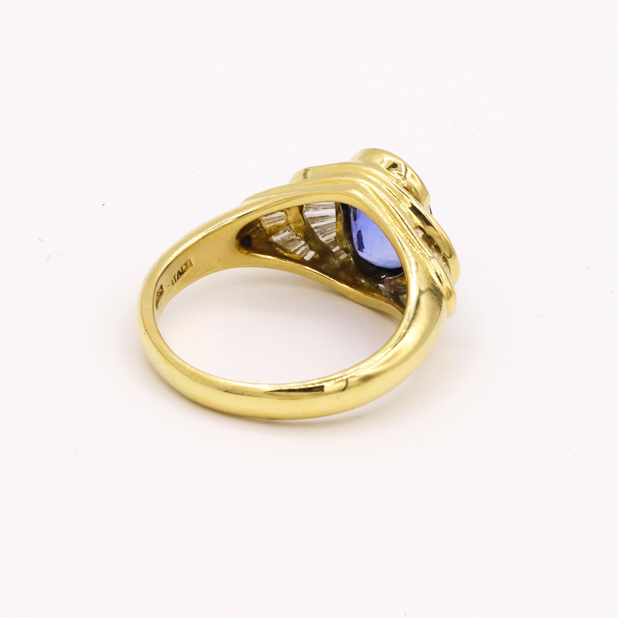 Oval Cut 18k Yellow Gold Sapphire and Diamond Ring