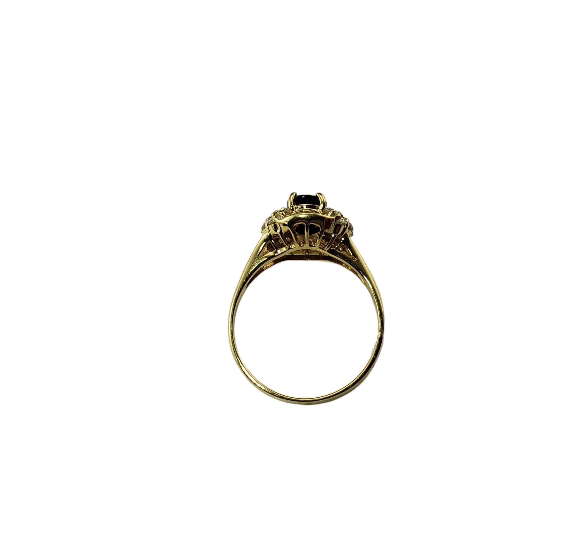 18K Yellow Gold Sapphire and Diamond Ring Size 7.5 #15912 In Good Condition For Sale In Washington Depot, CT