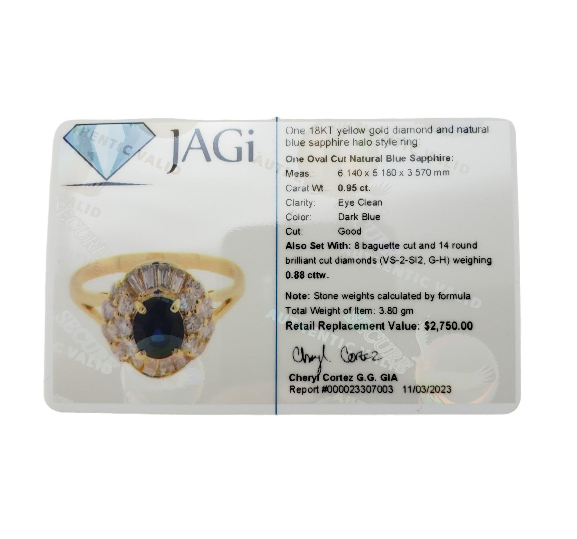 18K Yellow Gold Sapphire and Diamond Ring Size 7.5 #15912 For Sale 3