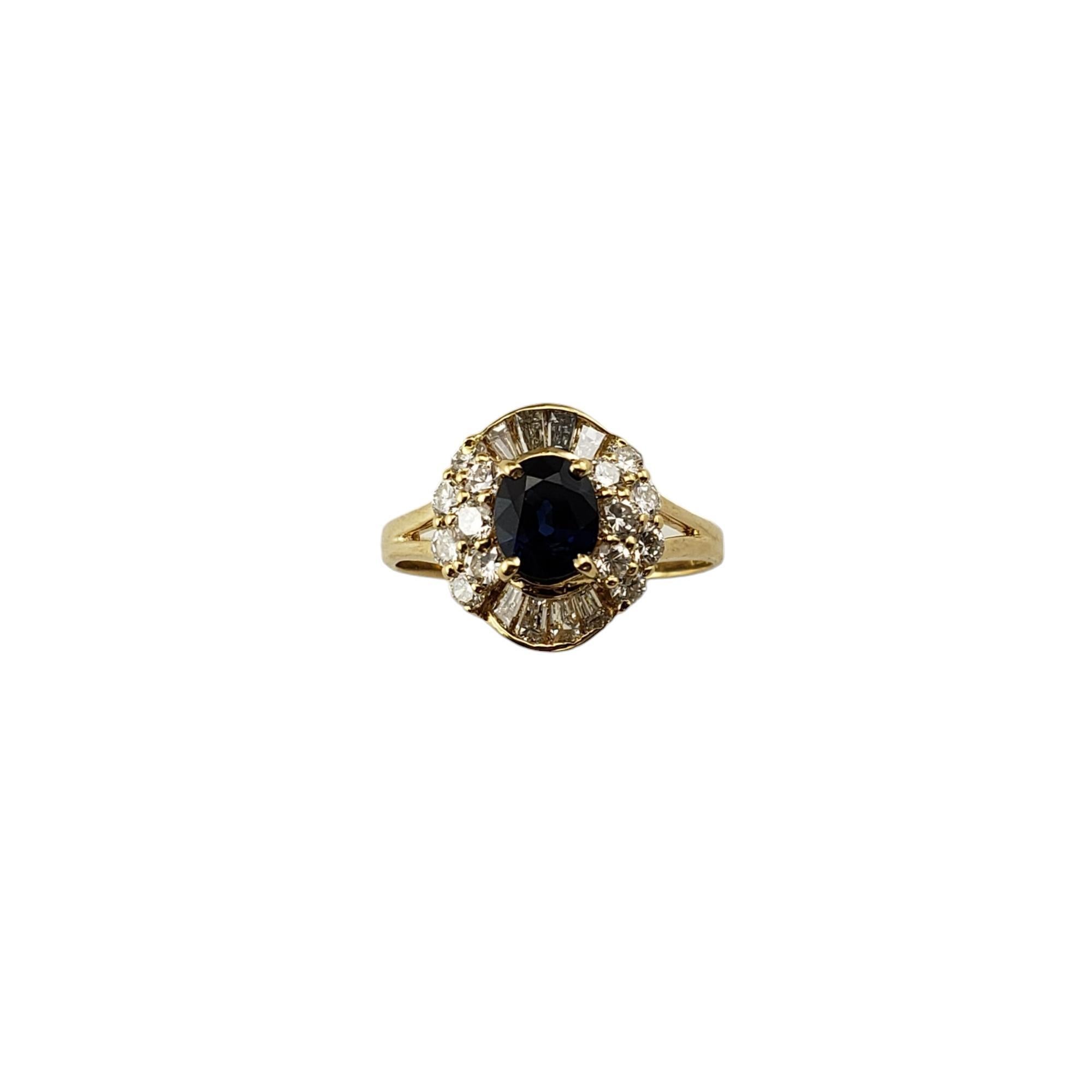 18K Yellow Gold Sapphire and Diamond Ring Size 7.5 #15912