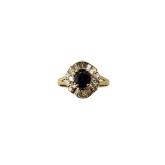 18K Yellow Gold Sapphire and Diamond Ring Size 7.5 JAGi Certified #15912