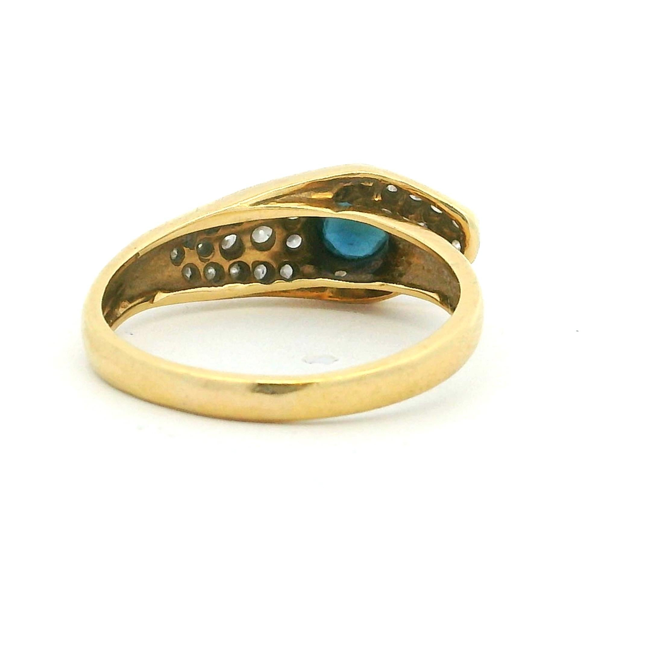 da uomo o donna Anello a serpente con zaffiro e diamante in oro giallo 18 carati, motivo del malocchio
