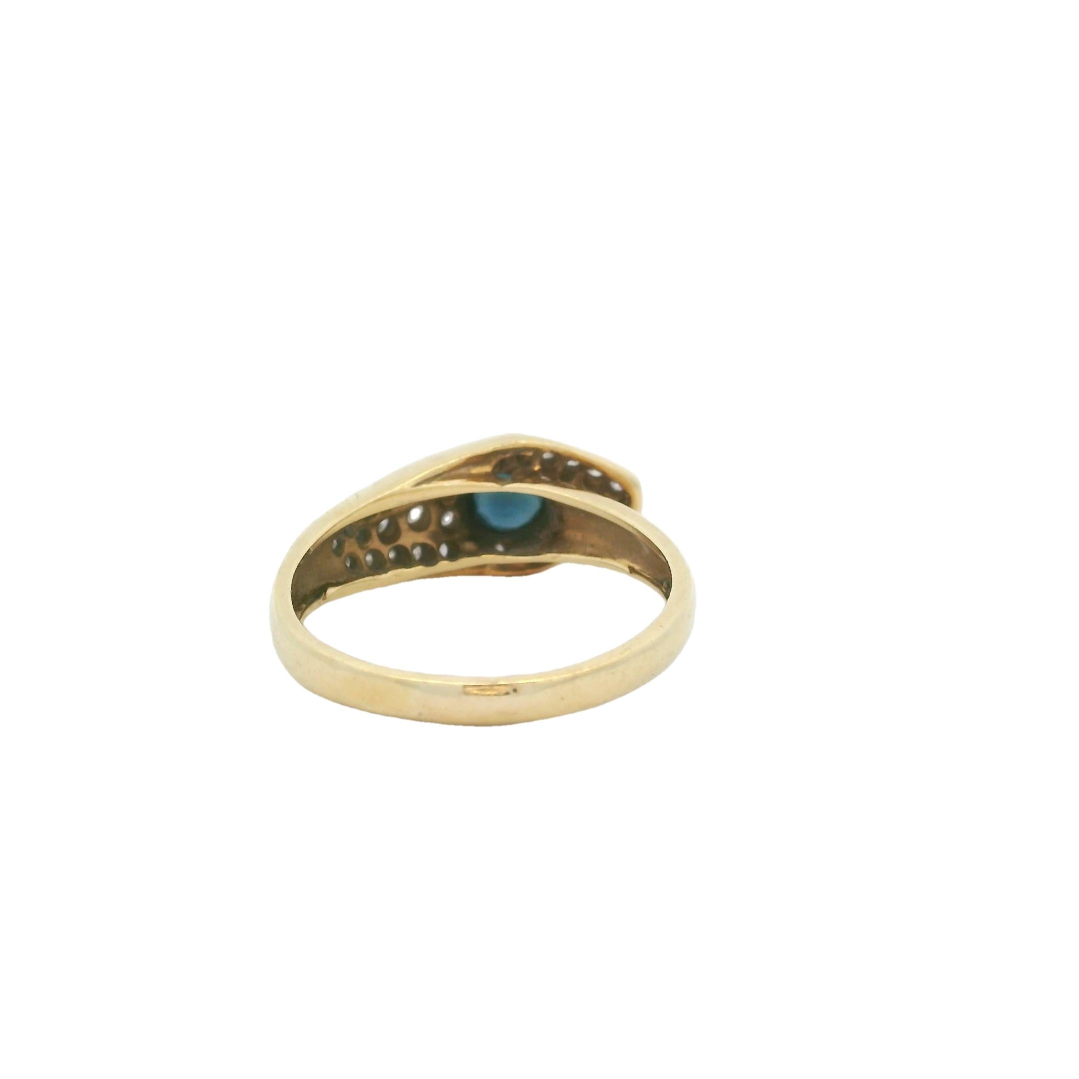Anello a serpente con zaffiro e diamante in oro giallo 18 carati, motivo del malocchio in vendita 3