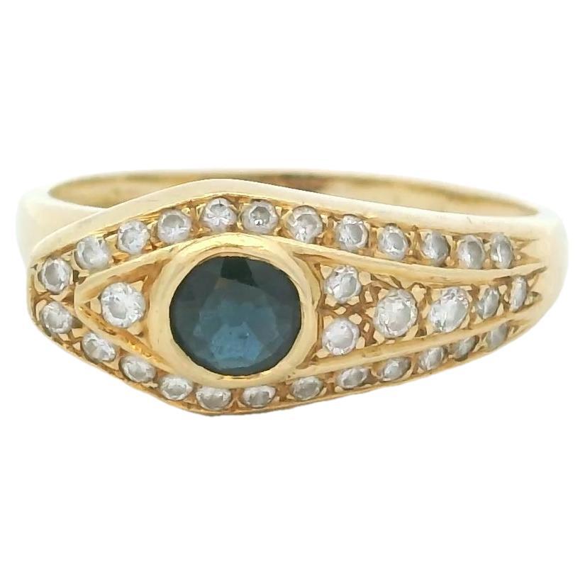 Anillo Serpiente Zafiro y Diamante Oro Amarillo 18K, Motivo Mal de Ojo