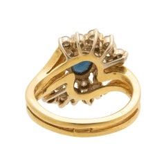 18K Yellow Gold Sapphire and Diamond Vintage Cocktail Ring