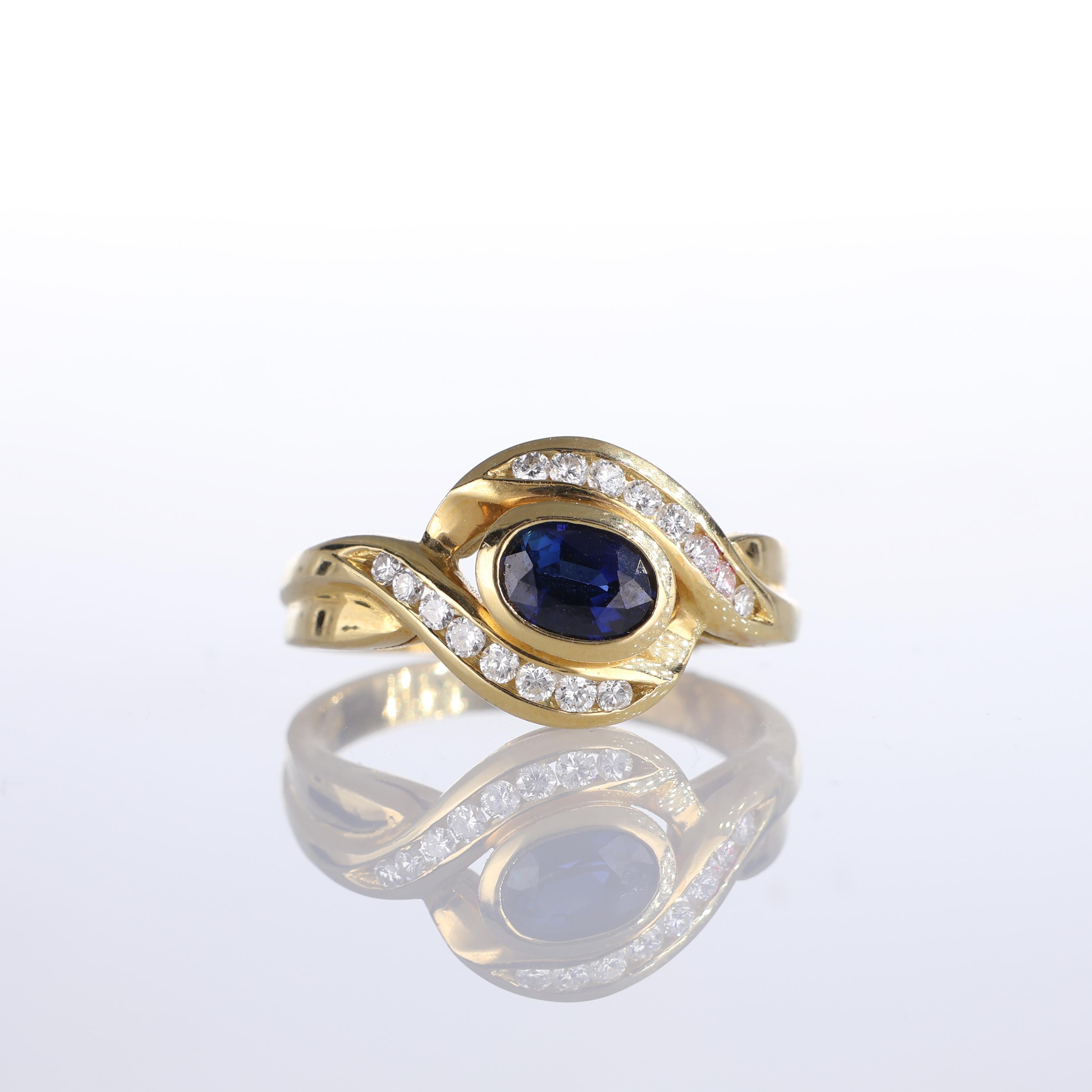 IMPORTANT NOTE:
✔ No additional costs will be added to this order.
✔ Shipping and customs duties are fully covered by us.
--------------------
A captivating 18k yellow gold ring featuring an elegant wave-inspired design. At the center is a striking