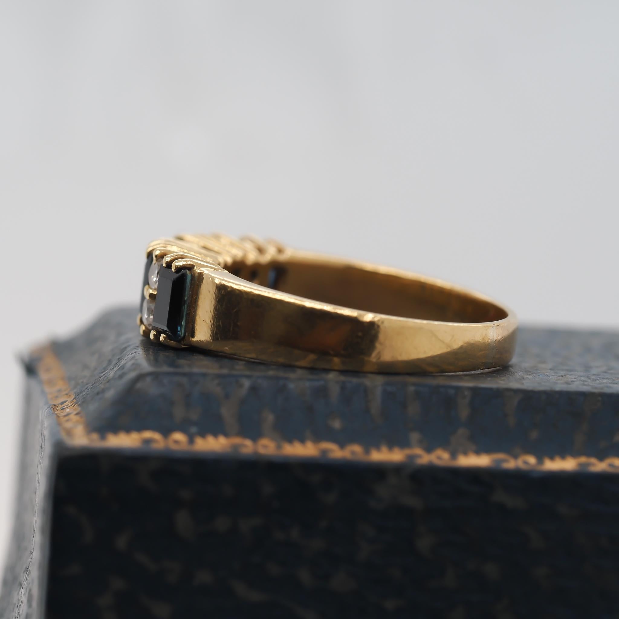 18K Yellow Gold Sapphire and Diamond Wedding Band For Sale 1