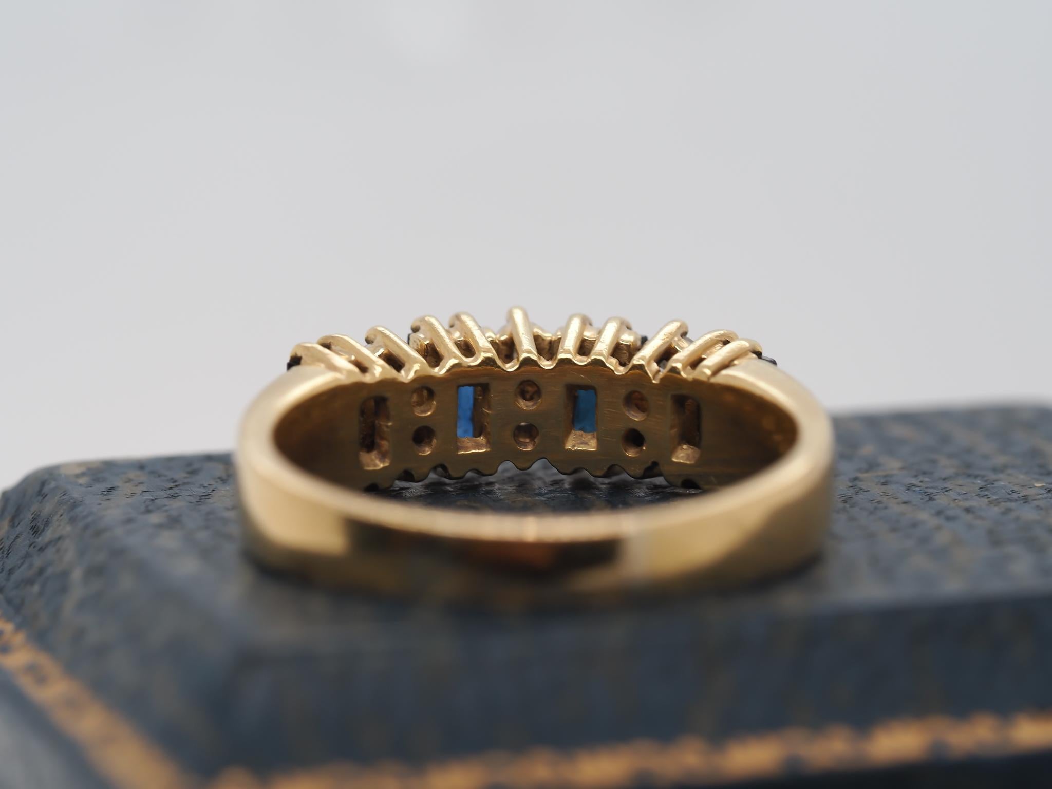 18K Yellow Gold Sapphire and Diamond Wedding Band For Sale 4