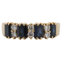 18K Yellow Gold Sapphire and Diamond Wedding Band