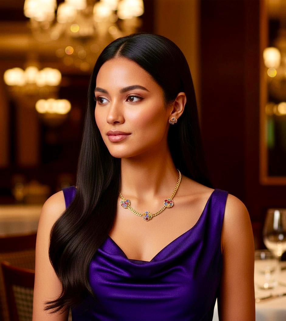 Collana floreale con più zaffiri da 13,50 carati in oro 18 carati in vendita 1