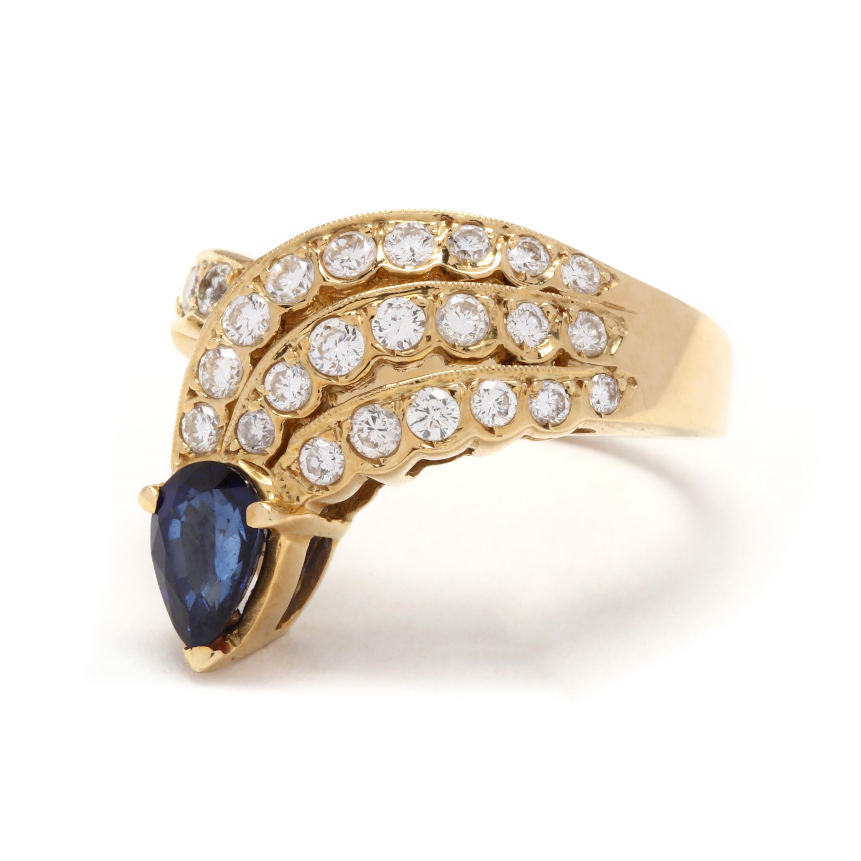 18 Karat Yellow Gold, Sapphire and Diamond Cocktail Ring In Good Condition In McLeansville, NC
