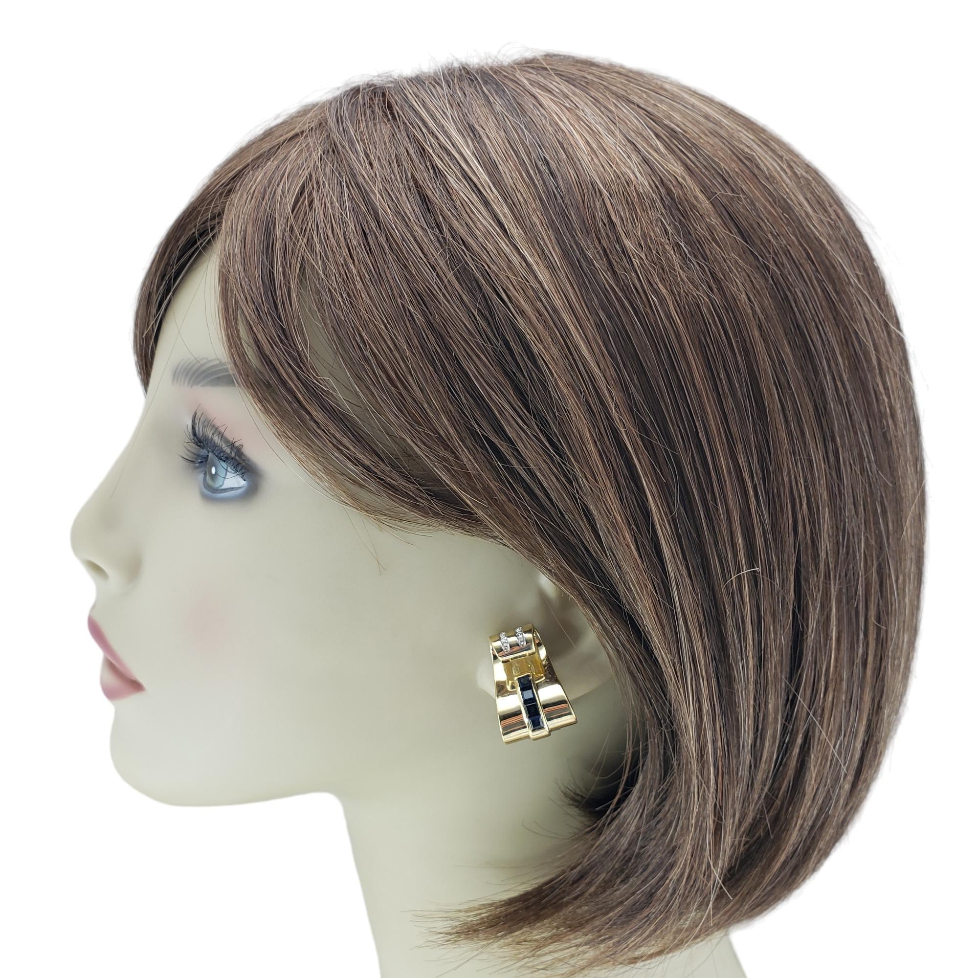18K Yellow Gold Sapphire & Diamond Earrings #17082 For Sale 1