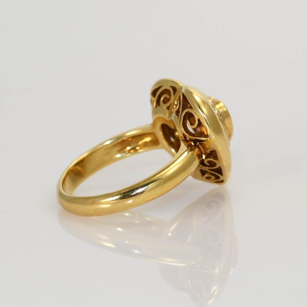 Women's 18k Yellow Gold Sapphire & Diamond Heart Ring, 9.8g For Sale
