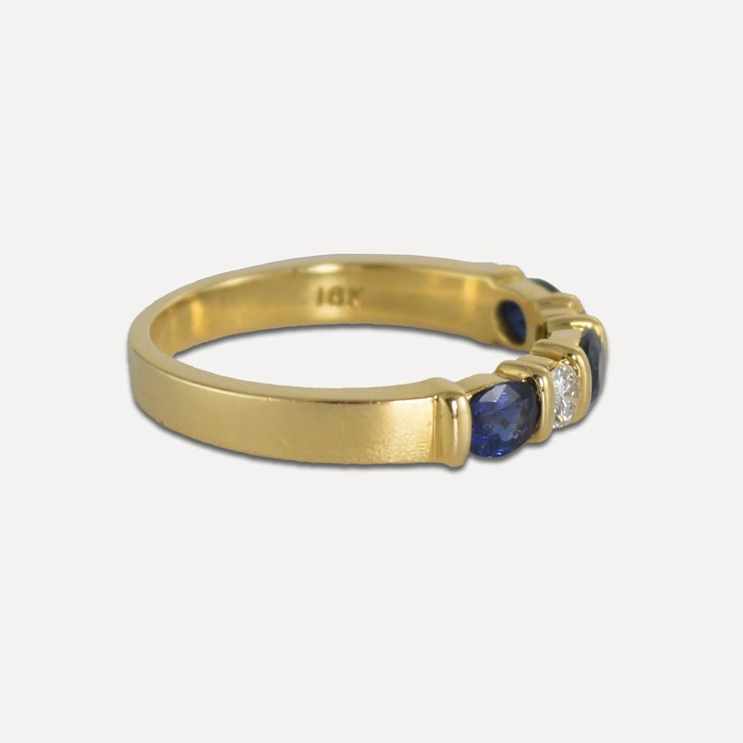 Oval Cut 18K Yellow Gold Sapphire & Diamond Ring