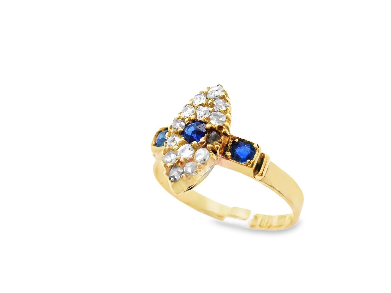 Bague en or jaune 18 carats, saphir et diamants Bon état - En vente à Lexington, KY