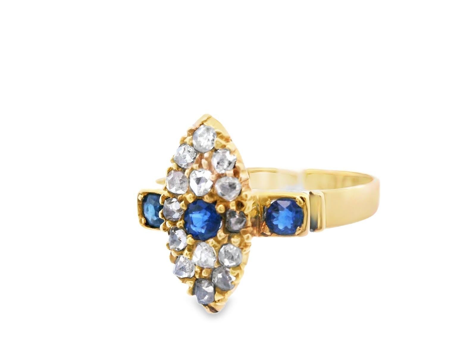 Bague en or jaune 18 carats, saphir et diamants Pour femmes en vente