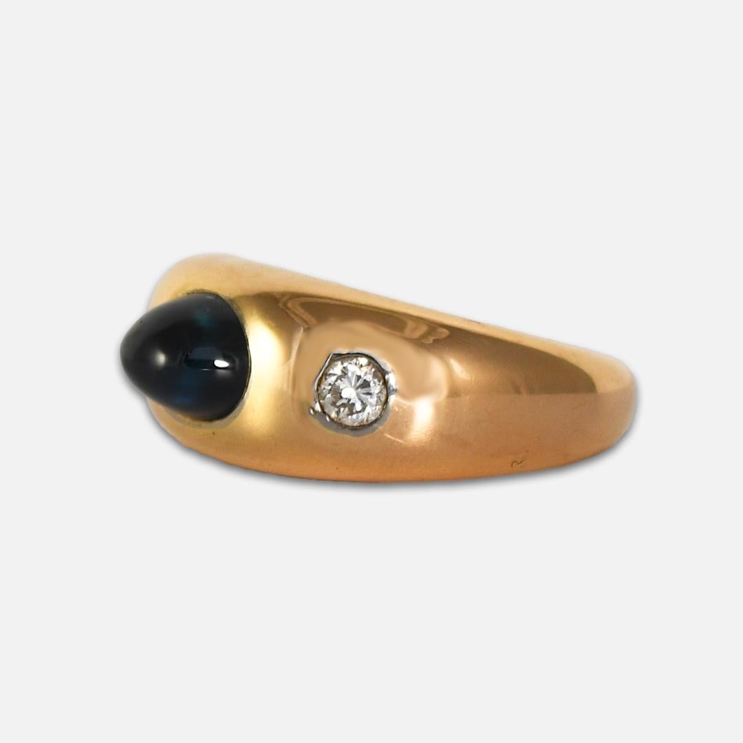 18K Yellow Gold Sapphire & Diamond Ring For Sale 1