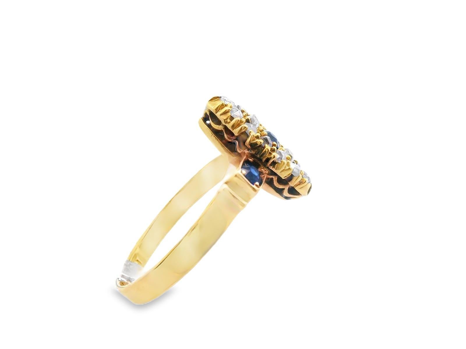 Bague en or jaune 18 carats, saphir et diamants en vente 3